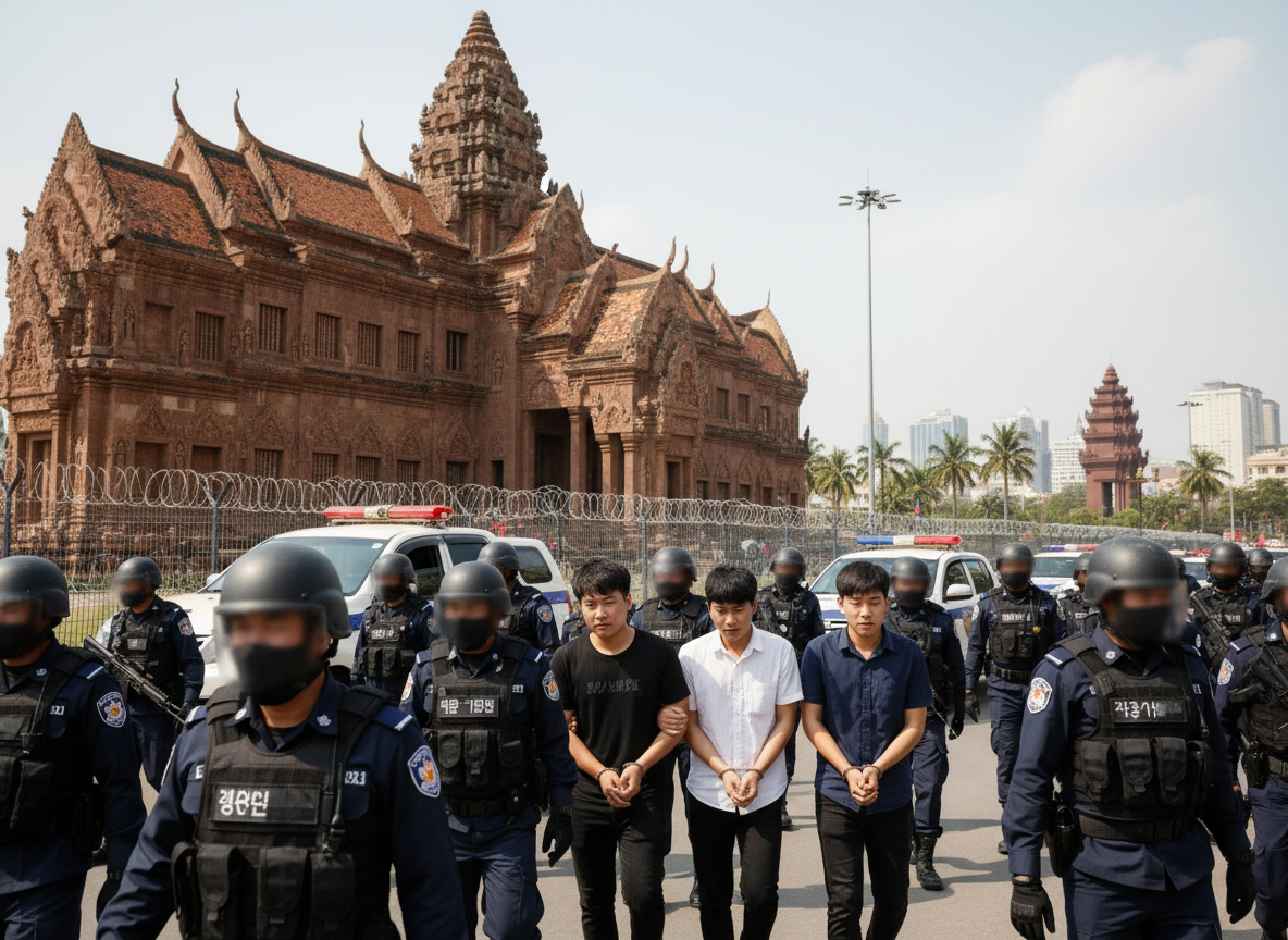 캄보디아 프놈펜, 온라인 스캠 범죄 건물 단속