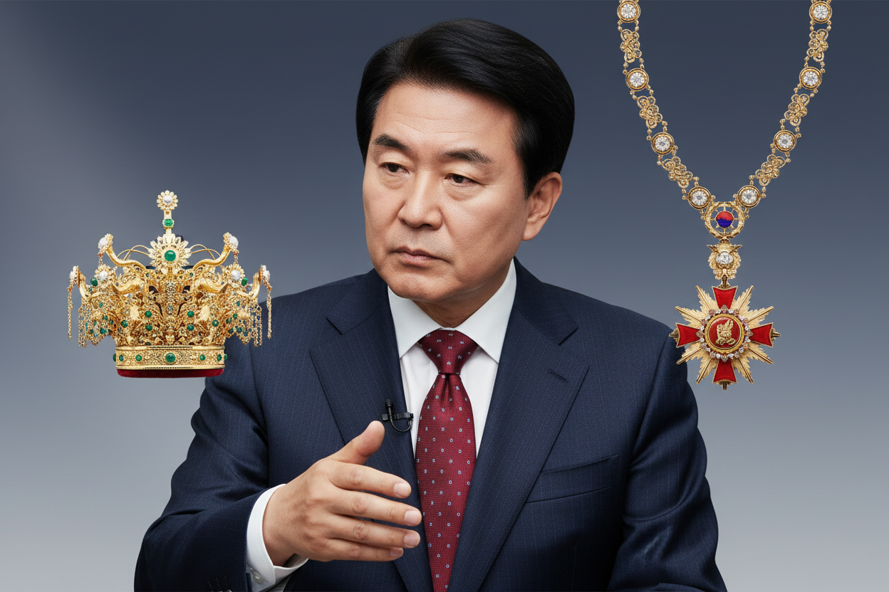 이재명, 천마총 금관 모형과 무궁화대훈장 '취향 저격'